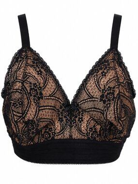 NWT 42D black bra. GLAMORISE wireFREE black lace bra with tan/flesh tone lining